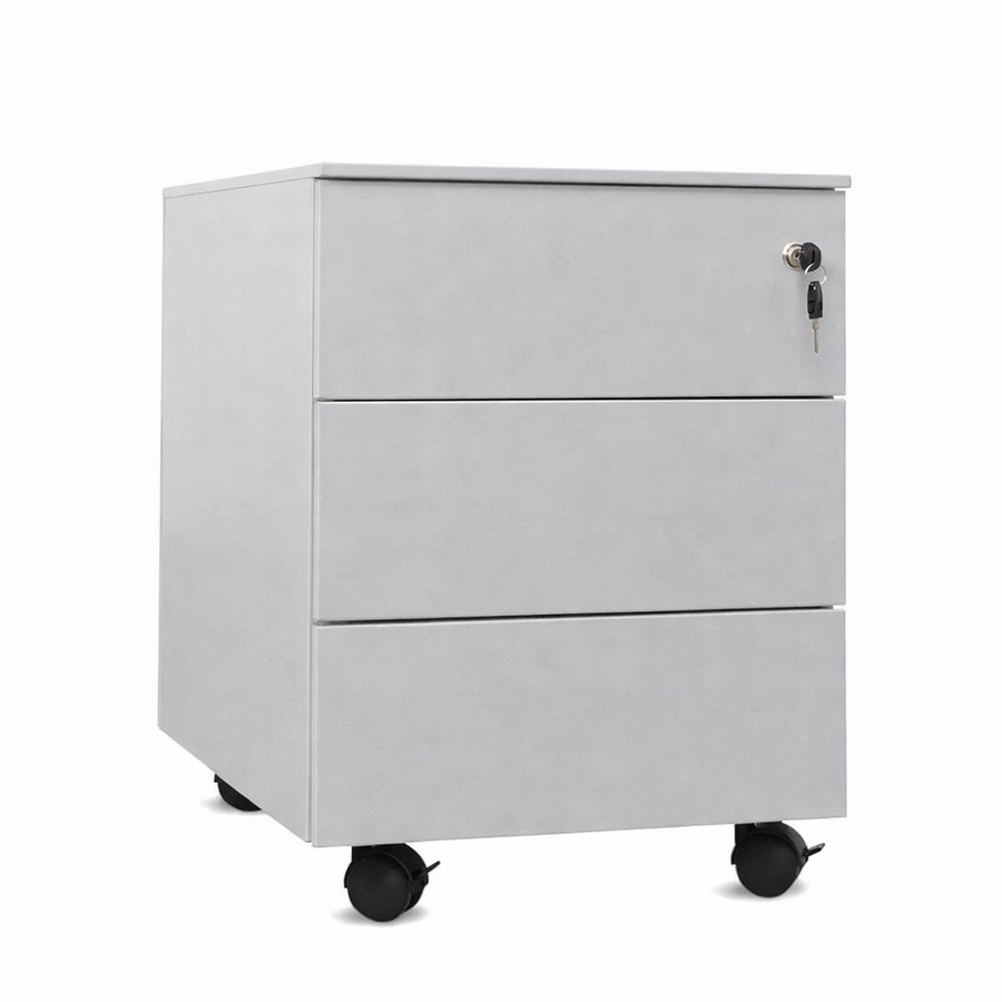 Cajonera metálica OLIMPO 3C, ruedas, 3 cajones, gris ral 7035.