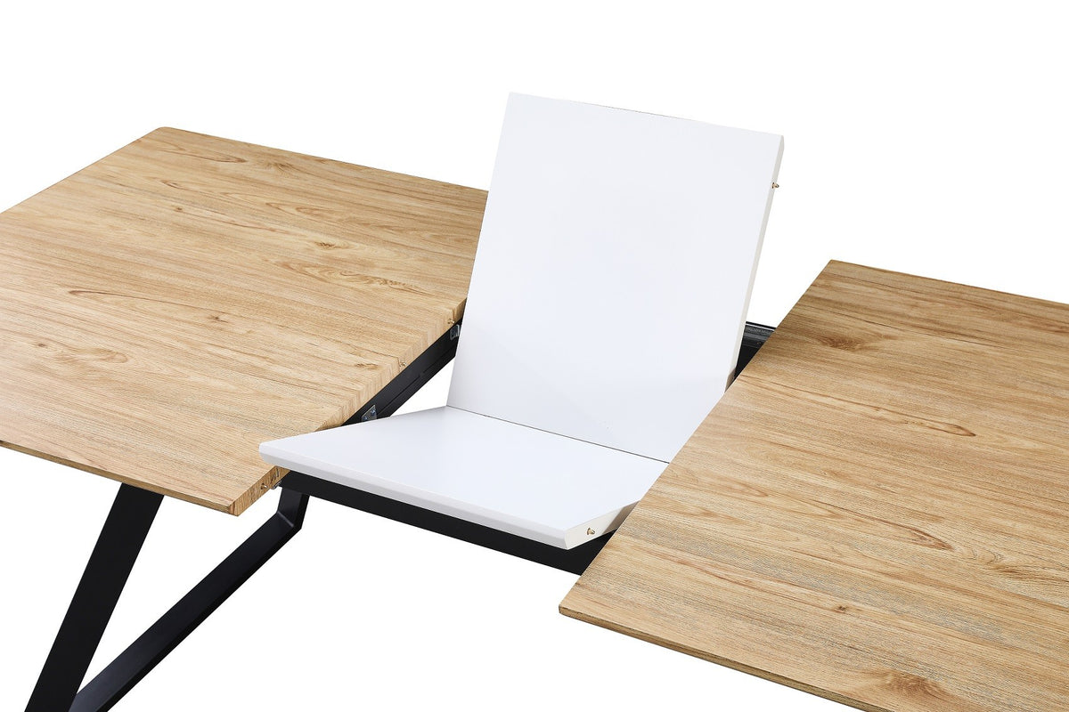 Mesa BÉRGAMO, extensible, metal, DM bilaminado,160 ~ 200x90 cms