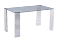 Mesa BETSY, acero inoxidable, cristal templado, 160x90 cms