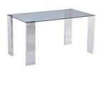 Mesa BETSY, acero inoxidable, cristal templado, 160x90 cms