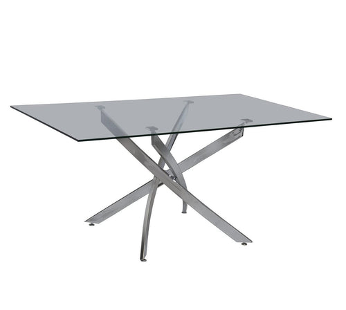 Mesa CHANTAL 150, cromada, cristal, 150 x 90 cms