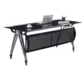 Mesa de oficina BASILEA, vidrio templado negro, 160 x 80 cms
