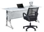 Mesa de oficina CADORE, vidrio templado super blanco, 160 x 80 cms