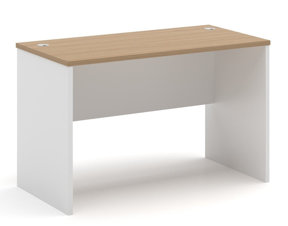 Mesa de oficina VOLPI 120, blanco y roble, 120 x 70 cms