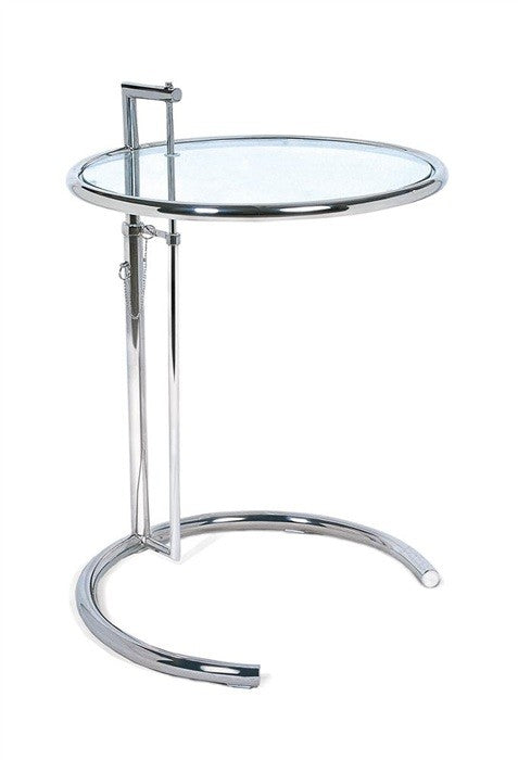 Mesa EG NEW, regulable, acero inoxidable y cristal, 50 cms de diámetro