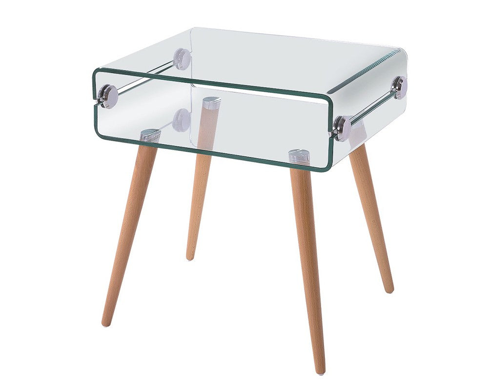 Mesa HOLANDA, madera, cristal, 55x40 cms