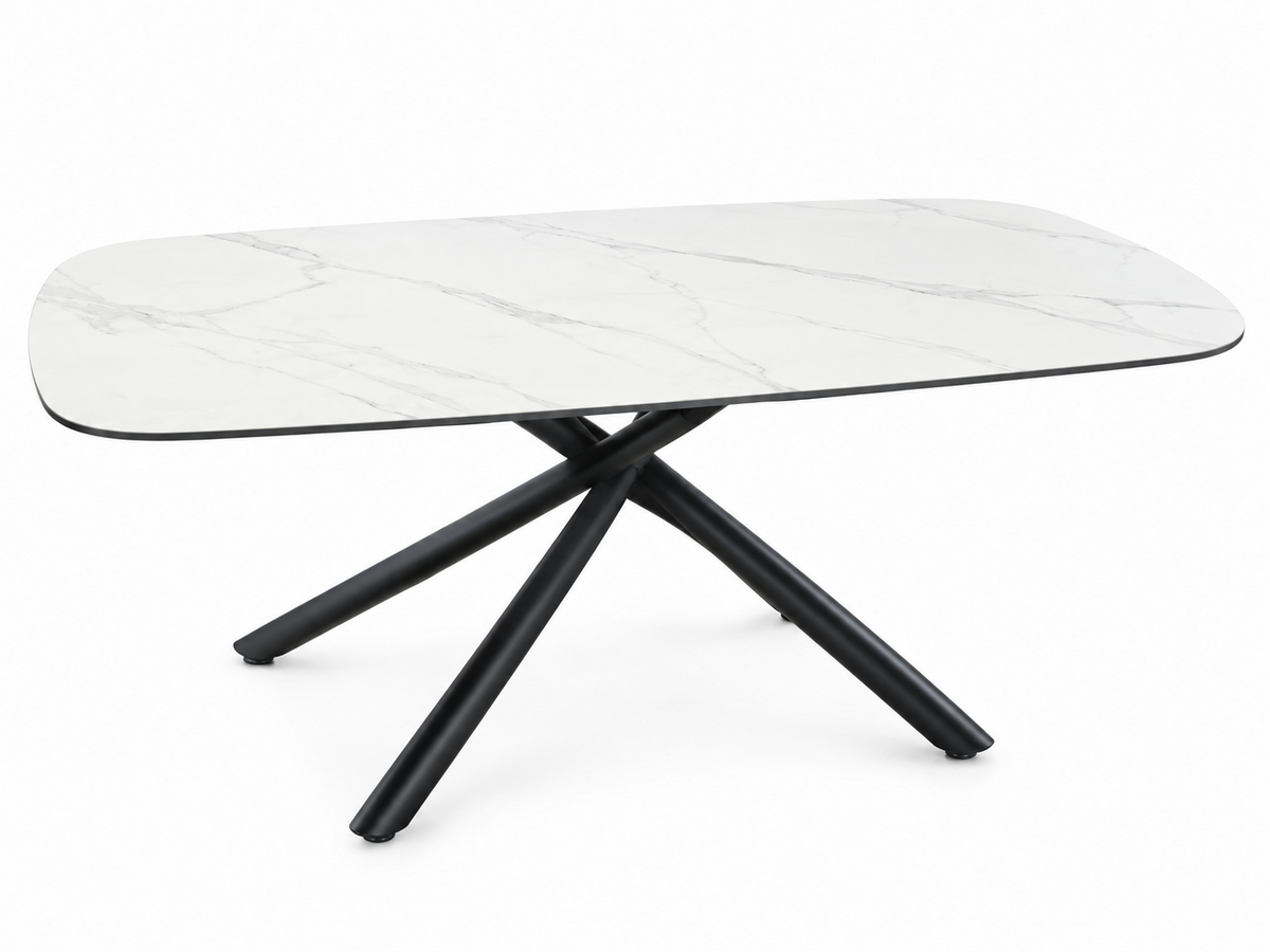 Mesa JAZZ-CE, metal negro, tapa cerámica con imitación mármol, 160x90 cms