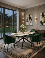 Mesa JAZZ-CE, metal negro, tapa cerámica con imitación mármol, 160x90 cms