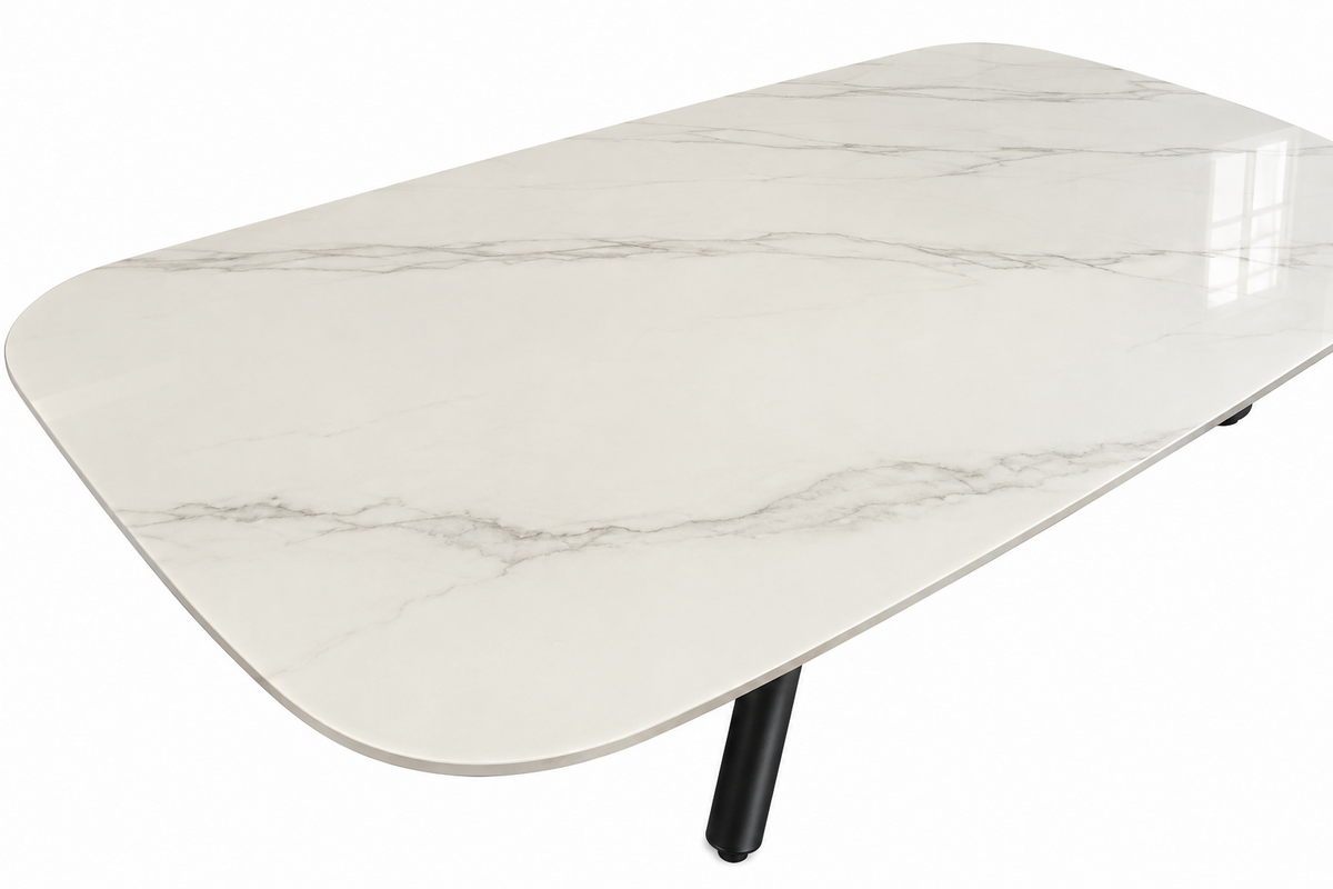 Mesa JAZZ-CE, metal negro, tapa cerámica con imitación mármol, 160x90 cms
