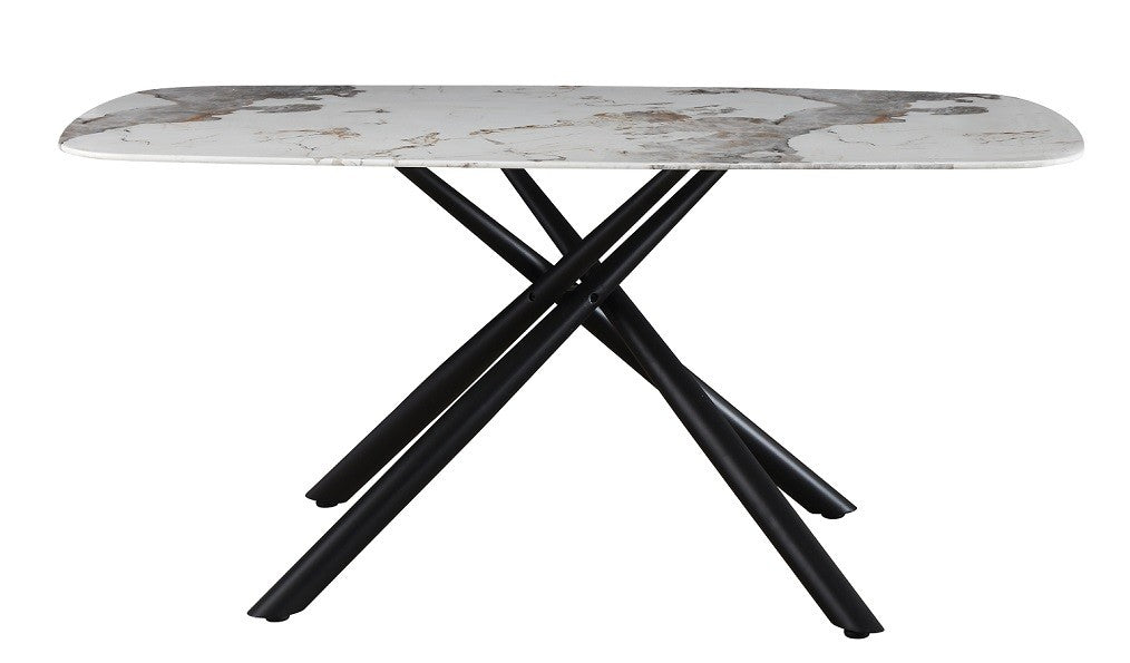 Mesa JAZZ, metal negro, tapa de cristal templado, 160x90 cms
