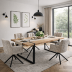 Mesa JENA, metal negro, tapa DM bilaminado roble claro, 180 x 90 cms