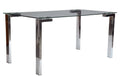 Mesa LAINEY 140 (M), cromada, cristal, 140x80 cms