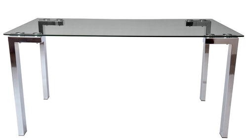 Mesa LAINEY 140 (M), cromada, cristal, 140x80 cms