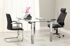 Mesa LAINEY 140 (M), cromada, cristal, 140x80 cms