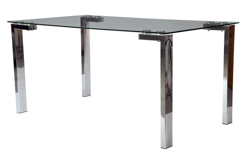 Mesa LAINEY 160 (M), cromada, cristal, 160x90 cms