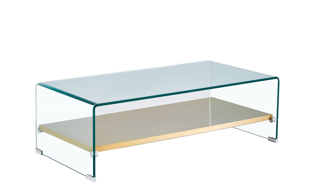 Mesa POITIERS, baja, estante, cristal, 110x55 cms