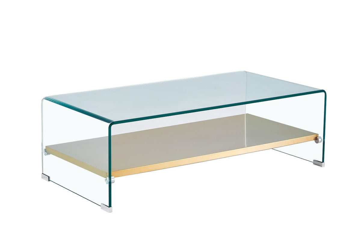 Mesa POITIERS, baja, estante, cristal, 110x55 cms