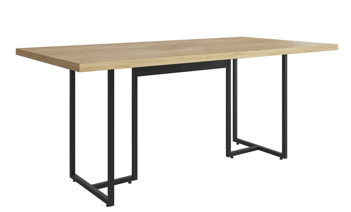Mesa PRIME 40, metal negro, tapa MDP color natural, 180 x 90 cms