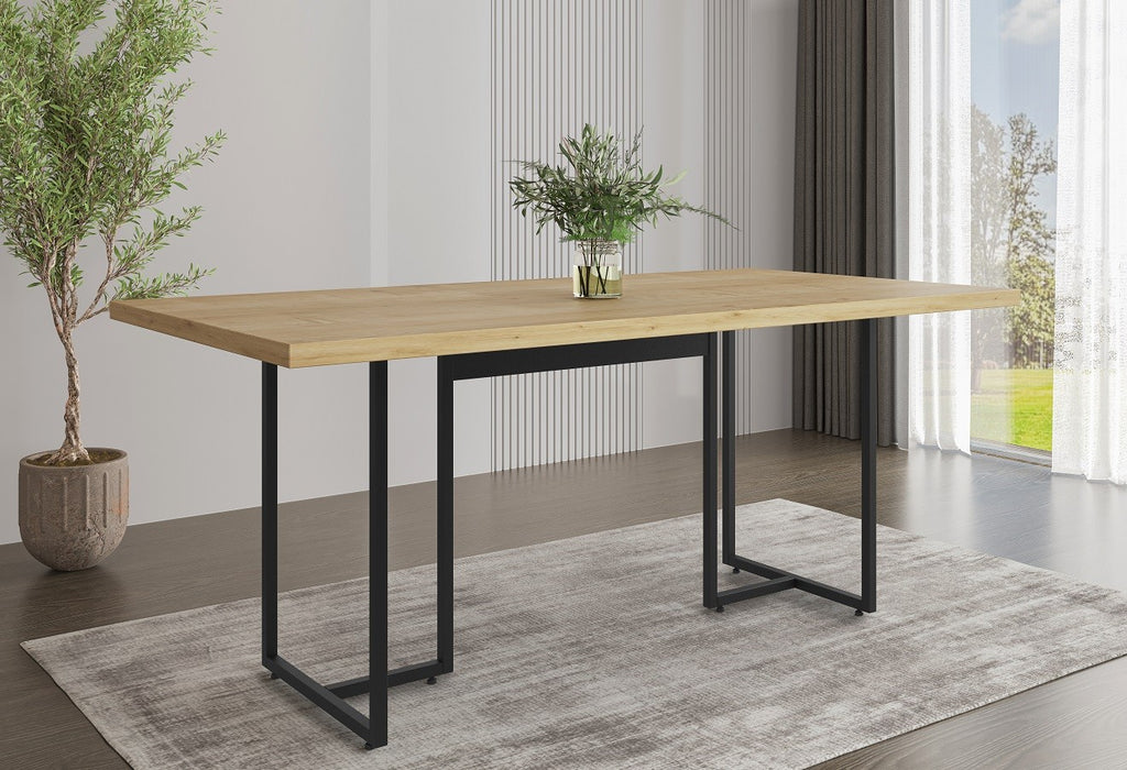 Mesa PRIME 40, metal negro, tapa MDP color natural, 180 x 90 cms
