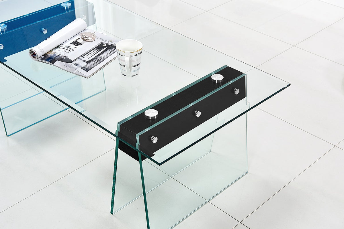 Mesa SELENE, baja, madera, cristal templado, 120x60 cms
