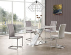 Mesa SIGRID, acero inoxidable, DM, tapa de cristal templado, 160 x 80 cms
