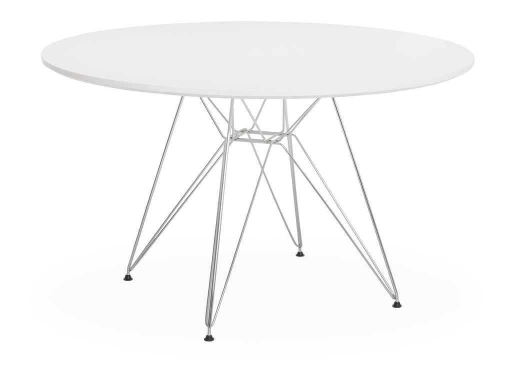 Mesa STAR, cromada, lacada blanca, 120 cms de diámetro