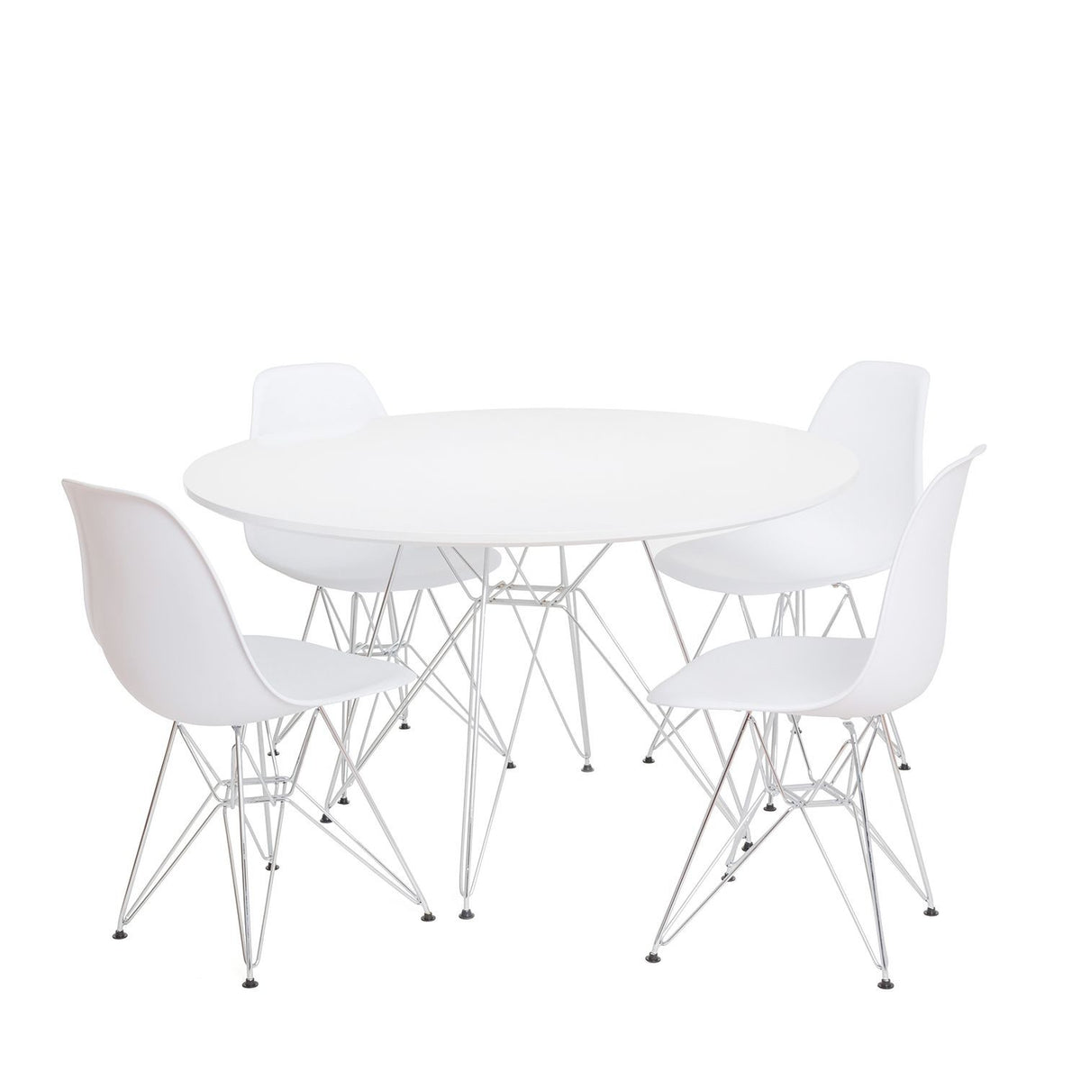 Mesa STAR, cromada, lacada blanca, 120 cms de diámetro