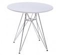 Mesa STAR, cromada, tapa blanca, 80 cms de diámetro