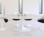 Mesa TUL, oval, fibra de vidrio, mármol blanco 180x108 cms