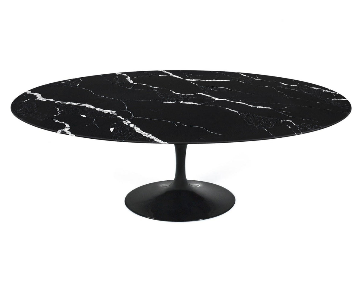 Mesa TUL, oval, fibra de vidrio, mármol negro 180x108 cms