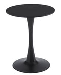 Mesa TUL (SI), base de metal, tapa lacada negra, 60 cms de diámetro
