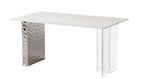 Mesa VENETO, acero inoxidable, acrílico, tapa de cerámica, 160 x 90 cms