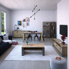 Mueble de TV PHILIPPA, bilaminado roble con gris oscuro, 180 cms.