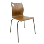 Silla AMELIE, apilable, acero inoxidable, asiento laminado HPL, color nogal