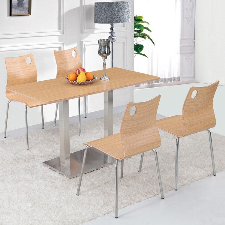 Silla AMELIE, apilable, acero inoxidable, asiento laminado HPL, color nogal