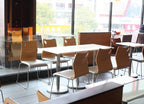 Silla AMELIE, apilable, acero inoxidable, asiento laminado HPL, color nogal