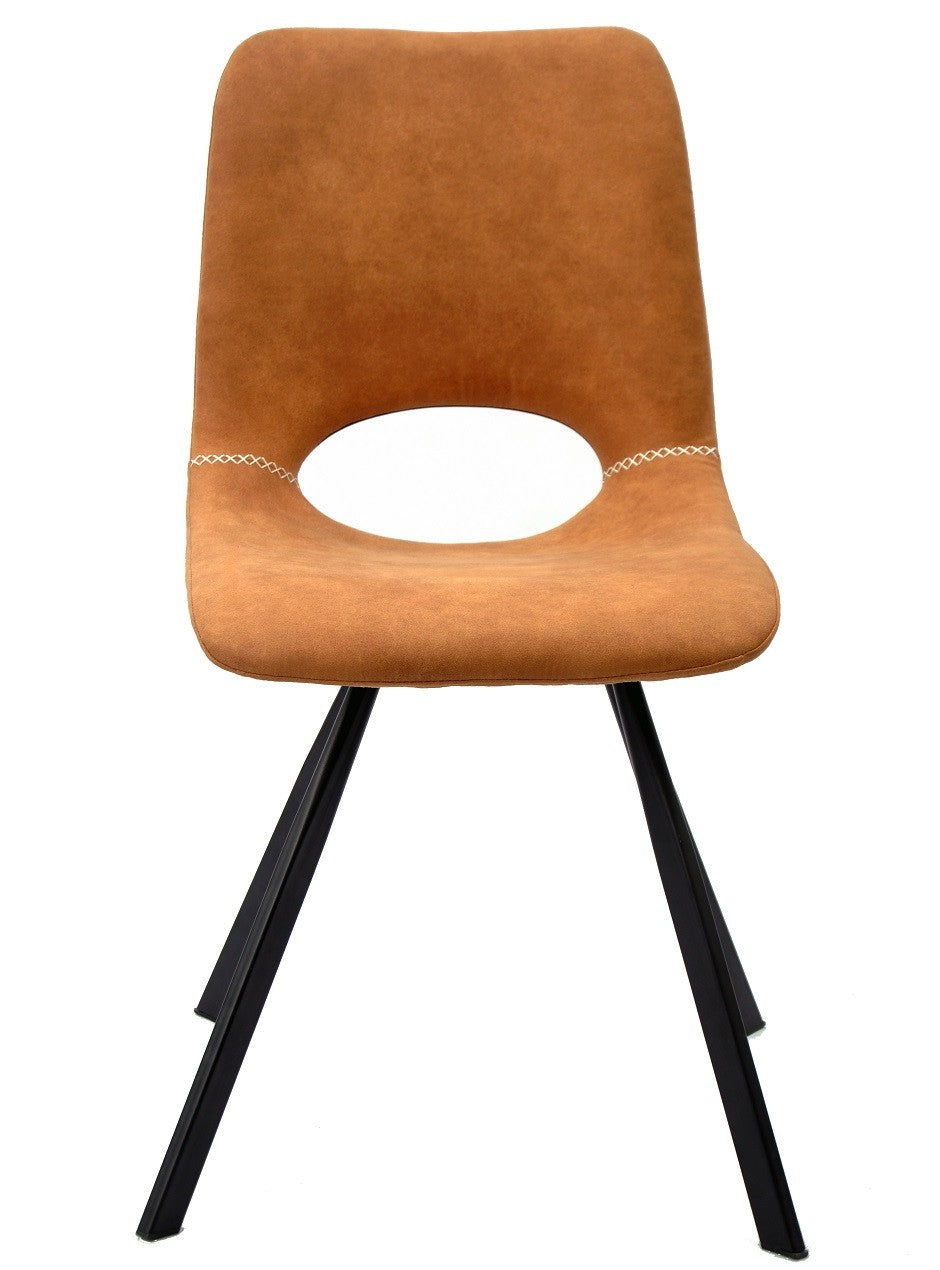 Silla ANTIBES NEW, metal, similpiel marrón claro