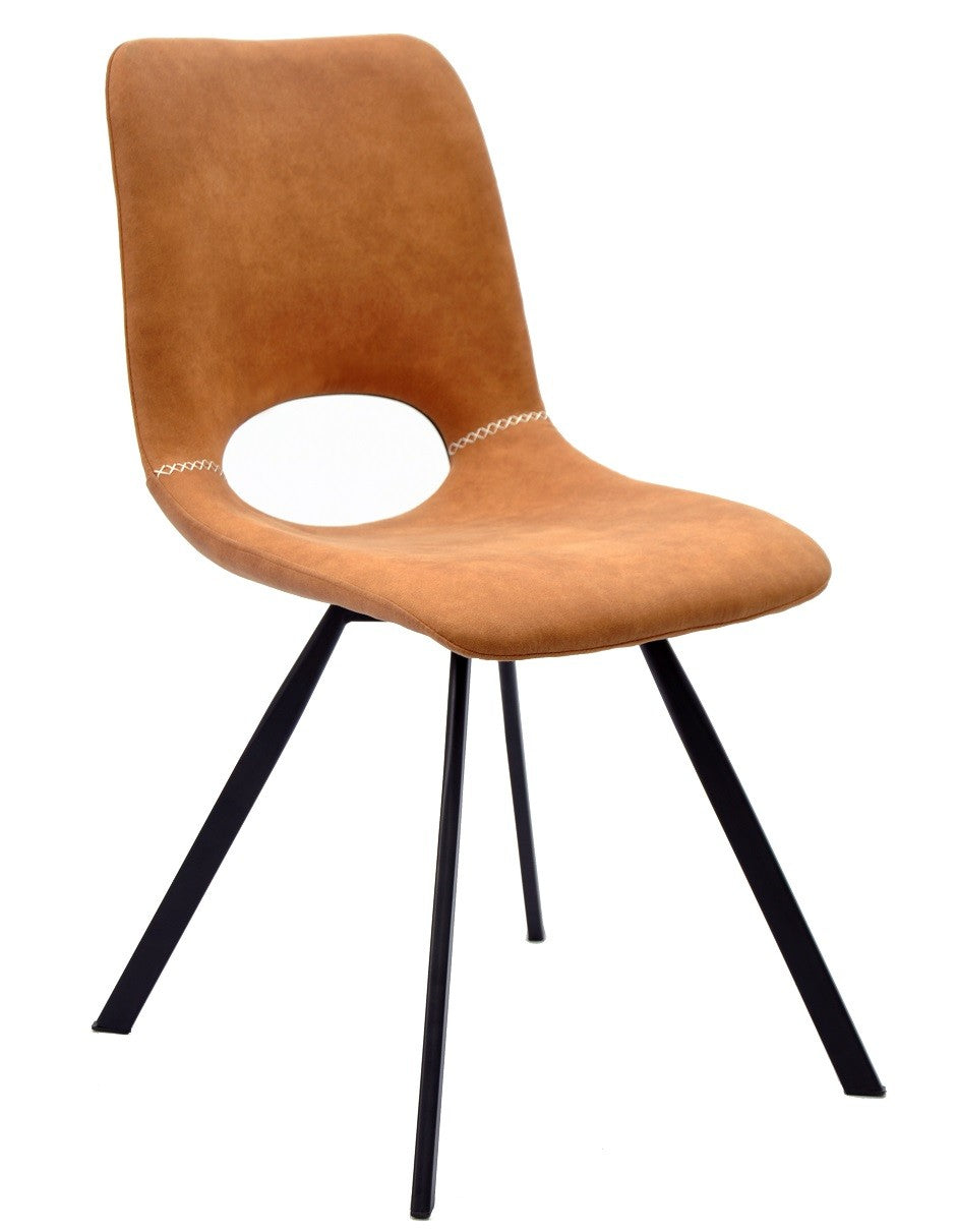 Silla ANTIBES NEW, metal, similpiel marrón claro