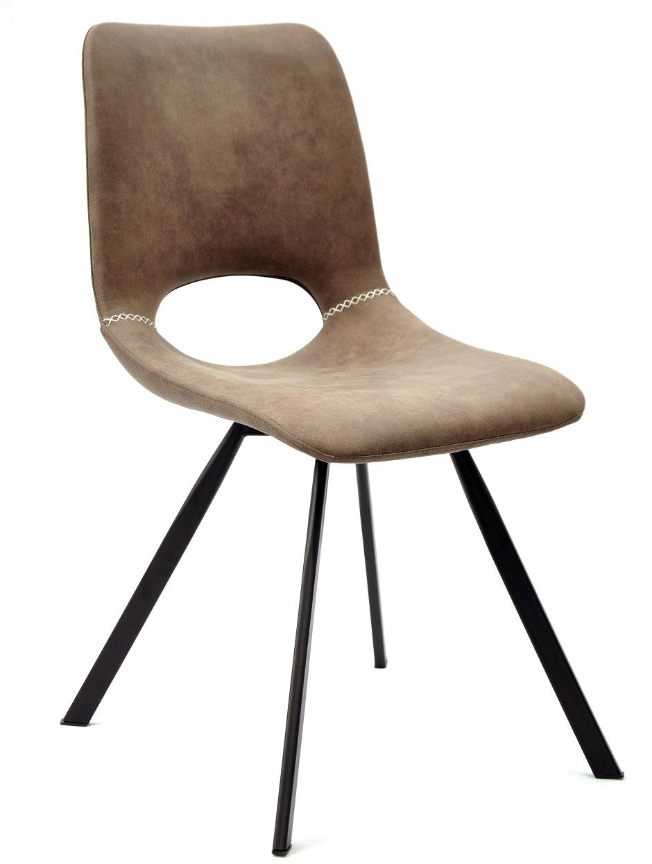Silla ANTIBES NEW, metal, similpiel marrón oscuro