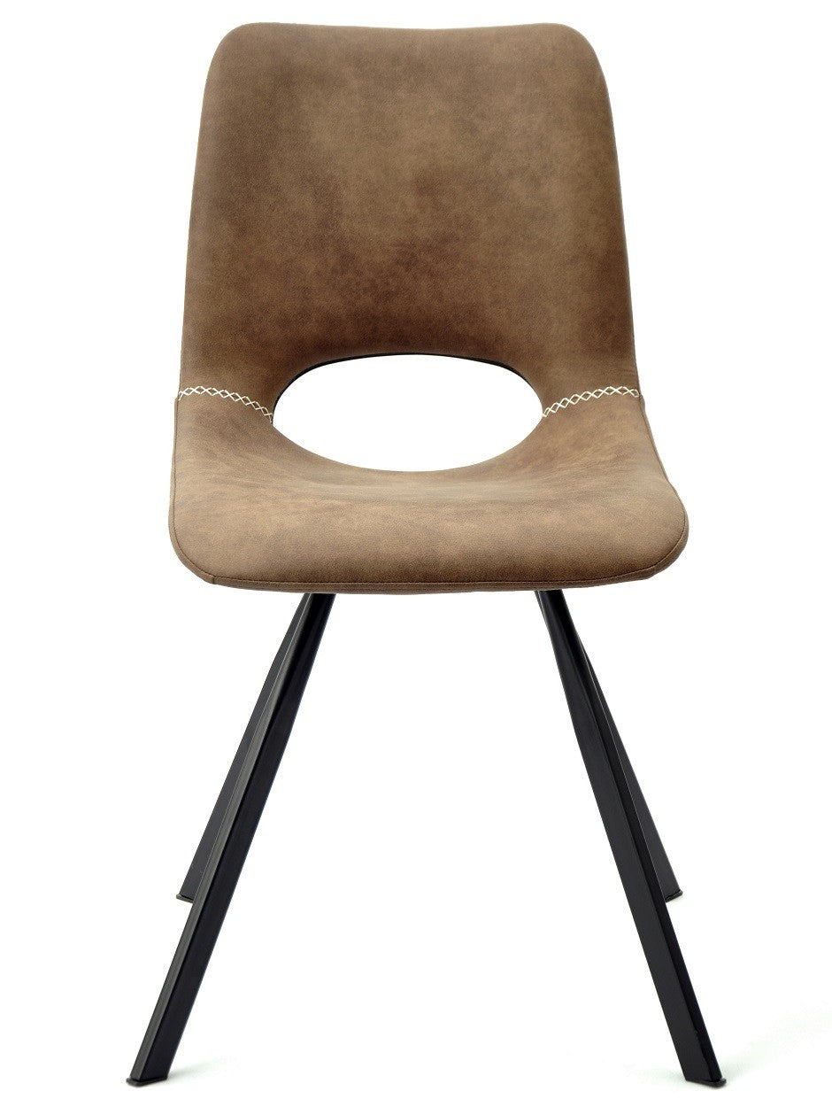 Silla ANTIBES NEW, metal, similpiel marrón oscuro
