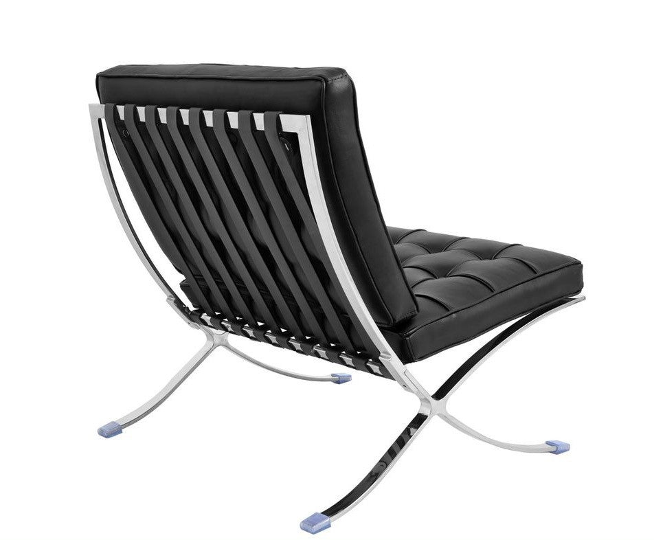 Silla BARNA (T), diseño, acero inoxidable, similpiel negra