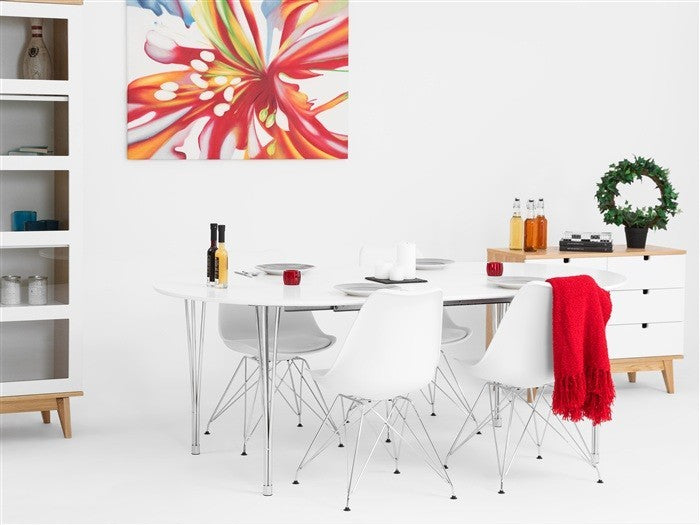 Silla BELLA (SU), cromada, carcasa y cojín blanco