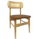 Silla CÁUCASO, madera, rejilla, similpiel marrón