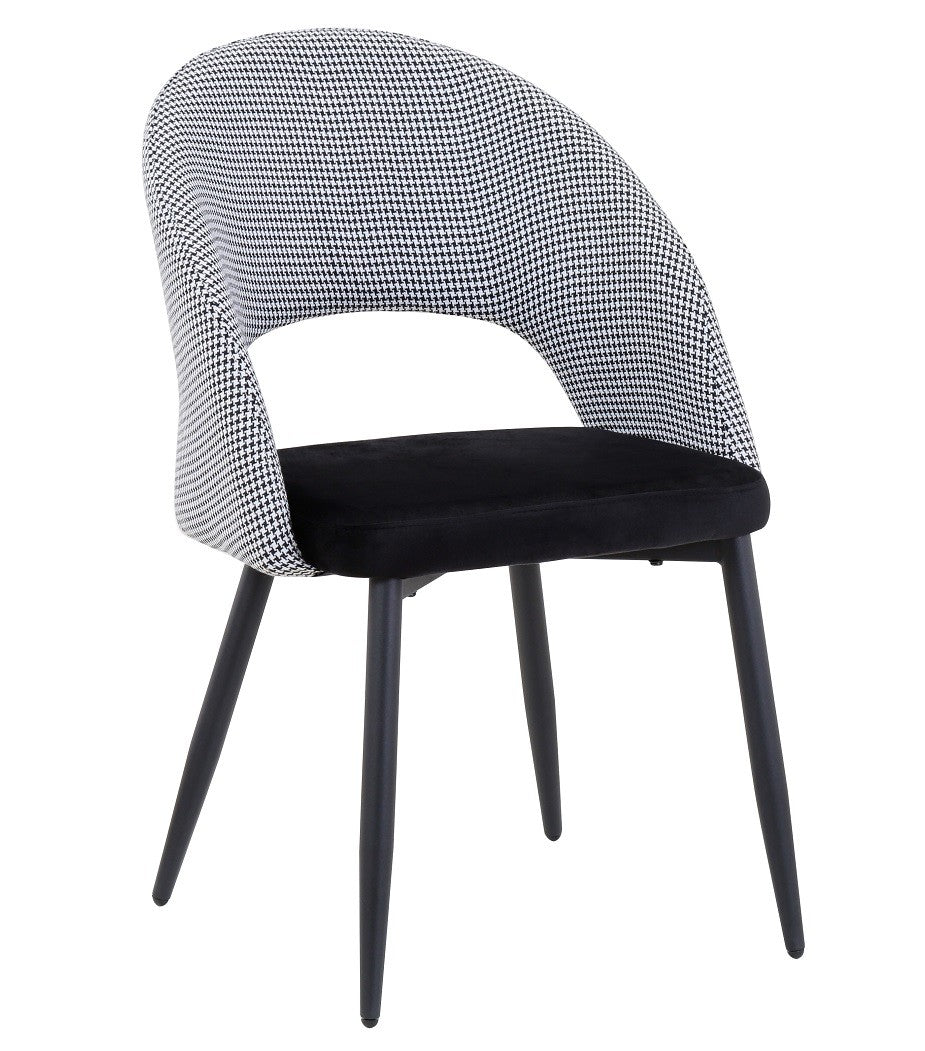 Silla CLEO, metal, tapizado pata de gallo con negro
