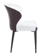 Silla DAVOS, metal, tapizado similpiel marrón y blanco