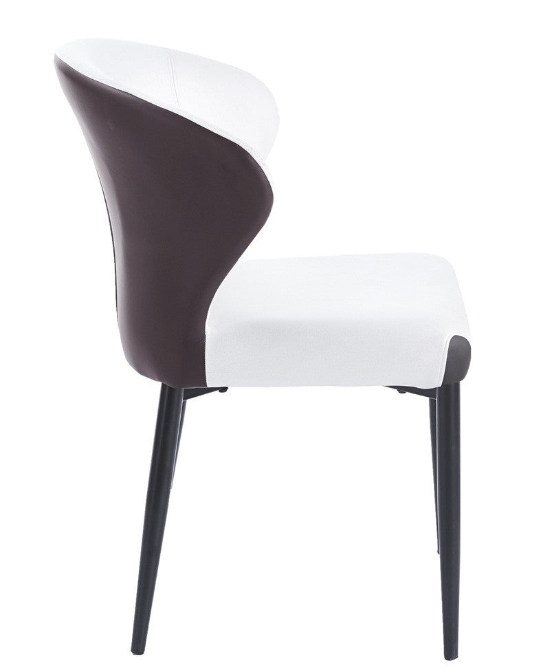 Silla DAVOS, metal, tapizado similpiel marrón y blanco