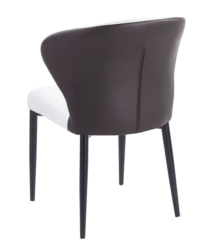 Silla DAVOS, metal, tapizado similpiel marrón y blanco