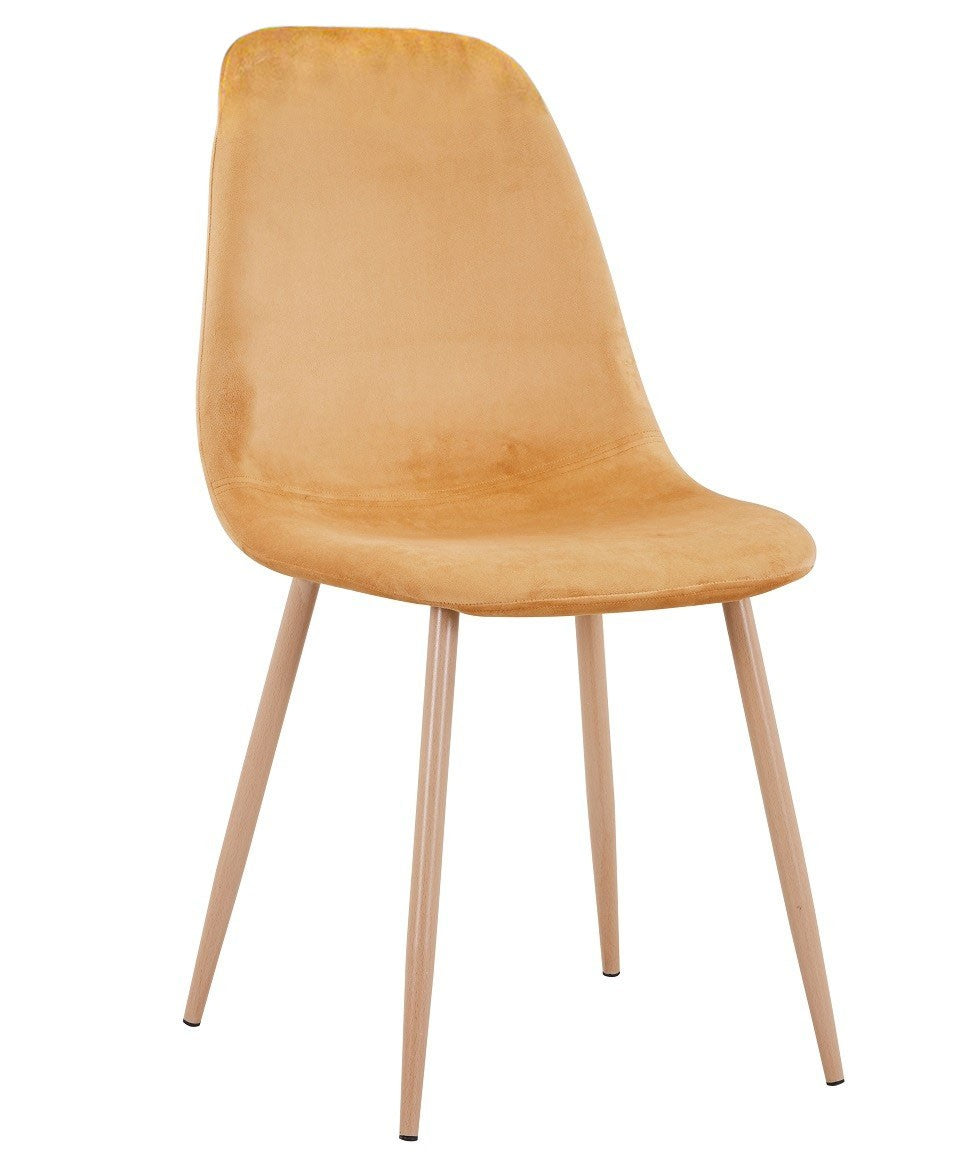 Silla EPOQUE NEW, patas metálicas, terciopelo amarillo mostaza 42