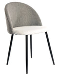 Silla ETNA, metal negro, tapizado pata de gallo y similpiel blanca