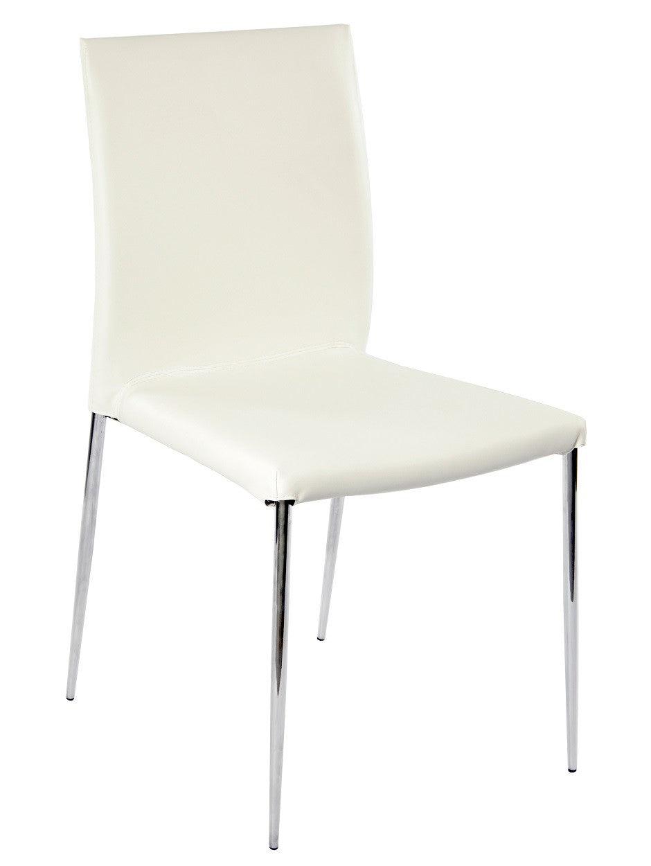 Silla INMA, apilable, metal, similpiel blanca